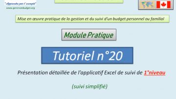 Présentation détaillée de l’applicatif Excel de suivi du budget de